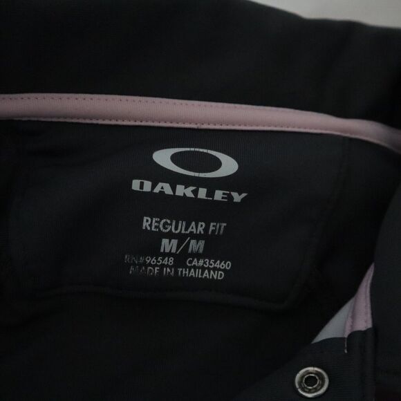 Oakley Men's Gray & Pink Regular Fit Snap Button Polo Shirt Size Medium - Picture 4 of 4